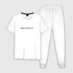 Мужская пижама хлопок с принтом SpaceX в Тюмени, 100% хлопок | брюки и футболка прямого кроя, без карманов, на брюках мягкая резинка на поясе и по низу штанин
 | 9 | bfr | elon musk | falcon | heavy | день космонавтики | илон маск | космические путешествия | космос | наука | ракета | ракетоноситель | реактивная тяга | фалькон