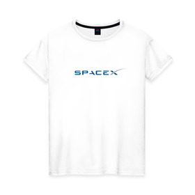Женская футболка хлопок с принтом SpaceX в Тюмени, 100% хлопок | прямой крой, круглый вырез горловины, длина до линии бедер, слегка спущенное плечо | 9 | bfr | elon musk | falcon | heavy | день космонавтики | илон маск | космические путешествия | космос | наука | ракета | ракетоноситель | реактивная тяга | фалькон
