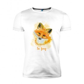 Мужская футболка премиум с принтом Лисичка в Тюмени, 92% хлопок, 8% лайкра | приталенный силуэт, круглый вырез ворота, длина до линии бедра, короткий рукав | fox | лес | лесной | лис | лиса | лисенок | лисичка | милый | рыжий | хищник