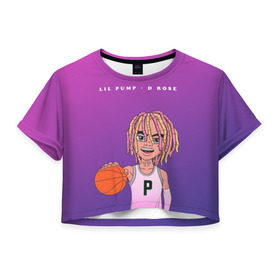 Женская футболка 3D укороченная с принтом Lil Pump D Rose в Тюмени, 100% полиэстер | круглая горловина, длина футболки до линии талии, рукава с отворотами | Тематика изображения на принте: hip hop | hiphop | lil pump | mc | rap | газзи гарсия | зачитал | клауд | клауд рэп | лил памп | лили | мс | памп | реп | репер | речитатив | рэп | рэпер | трэп | хип | хип хоп | хипхоп | хоп