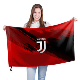 Флаг 3D с принтом JUVENTUS SPORT RED в Тюмени, 100% полиэстер | плотность ткани — 95 г/м2, размер — 67 х 109 см. Принт наносится с одной стороны | football | soccer | ювентус
