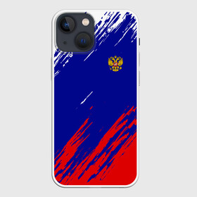 Чехол для iPhone 13 mini с принтом RUSSIA SPORT   РОССИЯ СПОРТ в Тюмени,  |  | russia | белый | болельщик | герб | двуглавый орел | корона | красный | лошадь | модные | надписи | орел | патриот | россия | синий | спорт | спортивные | триколор | униформа | фанат | цвет