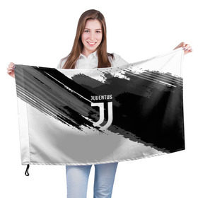 Флаг 3D с принтом JUVENTUS SPORT STYLE в Тюмени, 100% полиэстер | плотность ткани — 95 г/м2, размер — 67 х 109 см. Принт наносится с одной стороны | football | soccer | ювентус