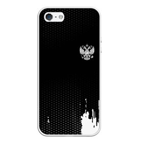 Чехол для iPhone 5/5S матовый с принтом Russia black collection в Тюмени, Силикон | Область печати: задняя сторона чехла, без боковых панелей | Тематика изображения на принте: abstraction | grunge | russia | sport | абстракция | герб | краска | русский | символика рф | спорт | спортивный | триколор | униформа | форма | я русский