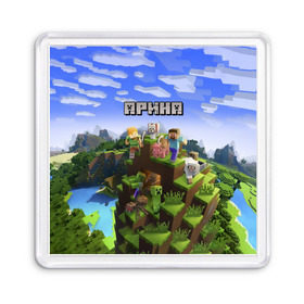 Магнит 55*55 с принтом Арина - Minecraft в Тюмени, Пластик | Размер: 65*65 мм; Размер печати: 55*55 мм | Тематика изображения на принте: майнкрафт