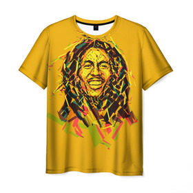 Мужская футболка 3D с принтом bob marley в Тюмени, 100% полиэфир | прямой крой, круглый вырез горловины, длина до линии бедер | Тематика изображения на принте: гитарист | марли | музыкант | неста | регги | роберт