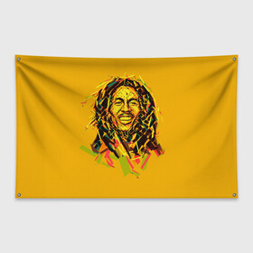 Флаг-баннер с принтом bob marley в Тюмени, 100% полиэстер | размер 67 х 109 см, плотность ткани — 95 г/м2; по краям флага есть четыре люверса для крепления | гитарист | марли | музыкант | неста | регги | роберт