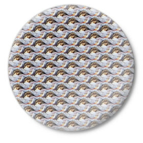 Значок с принтом Ежики в Тюмени,  металл | круглая форма, металлическая застежка в виде булавки | Тематика изображения на принте: еж | ежик | колючий | паттерн
