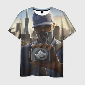 Мужская футболка 3D с принтом Watch Dogs в Тюмени, 100% полиэфир | прямой крой, круглый вырез горловины, длина до линии бедер | 3d | aiden | pearce | графика | девушки | игры | кепка | мужчины | пистолеты