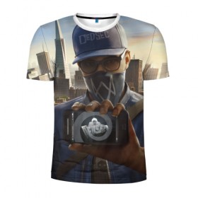 Мужская футболка 3D спортивная с принтом Watch Dogs в Тюмени, 100% полиэстер с улучшенными характеристиками | приталенный силуэт, круглая горловина, широкие плечи, сужается к линии бедра | 3d | aiden | pearce | графика | девушки | игры | кепка | мужчины | пистолеты