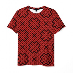 Мужская футболка 3D с принтом Обережная Вышивка в Тюмени, 100% полиэфир | прямой крой, круглый вырез горловины, длина до линии бедер | 