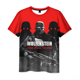 Мужская футболка 3D с принтом Wolfenstein: The New Order в Тюмени, 100% полиэфир | прямой крой, круглый вырез горловины, длина до линии бедер | game | вильгельм череп штрассе | вольфенштайн: новый порядок | игра | игрок | молот евы | оружие | уильям бласковиц | шутер