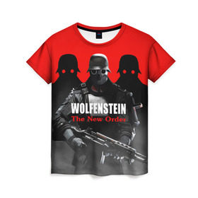 Женская футболка 3D с принтом Wolfenstein: The New Order в Тюмени, 100% полиэфир ( синтетическое хлопкоподобное полотно) | прямой крой, круглый вырез горловины, длина до линии бедер | game | вильгельм череп штрассе | вольфенштайн: новый порядок | игра | игрок | молот евы | оружие | уильям бласковиц | шутер