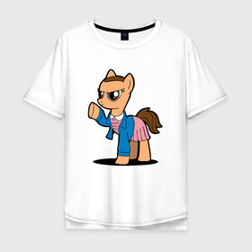 Мужская футболка хлопок Oversize с принтом My Strange Pony в Тюмени, 100% хлопок | свободный крой, круглый ворот, “спинка” длиннее передней части | my little pony | stranger things | дружба | мой маленький пони | очень странные дела