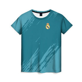 Женская футболка 3D с принтом Real Madrid 2018 Original в Тюмени, 100% полиэфир ( синтетическое хлопкоподобное полотно) | прямой крой, круглый вырез горловины, длина до линии бедер | emirates | fc | real madrid | абстракция | реал мадрид | футбольный клуб | эмблема