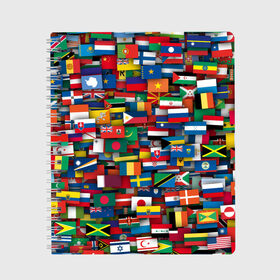 Тетрадь с принтом Флаги всех стран в Тюмени, 100% бумага | 48 листов, плотность листов — 60 г/м2, плотность картонной обложки — 250 г/м2. Листы скреплены сбоку удобной пружинной спиралью. Уголки страниц и обложки скругленные. Цвет линий — светло-серый
 | Тематика изображения на принте: интернационал | мир | паттерн | флаг