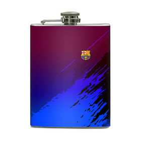 Фляга с принтом FC Barcelona SPORT в Тюмени, металлический корпус | емкость 0,22 л, размер 125 х 94 мм. Виниловая наклейка запечатывается полностью | football | soccer | разноцветный