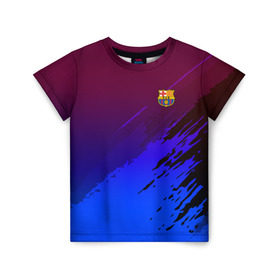 Детская футболка 3D с принтом FC Barcelona SPORT в Тюмени, 100% гипоаллергенный полиэфир | прямой крой, круглый вырез горловины, длина до линии бедер, чуть спущенное плечо, ткань немного тянется | football | soccer | разноцветный