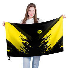 Флаг 3D с принтом BORUSSIA 2018 SPORT в Тюмени, 100% полиэстер | плотность ткани — 95 г/м2, размер — 67 х 109 см. Принт наносится с одной стороны | football | soccer | боруссия