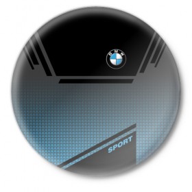 Значок с принтом BMW SPORT в Тюмени,  металл | круглая форма, металлическая застежка в виде булавки | bmw | бмв | марка | машины