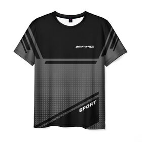Мужская футболка 3D с принтом AMG SPORT в Тюмени, 100% полиэфир | прямой крой, круглый вырез горловины, длина до линии бедер | 