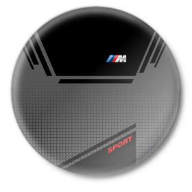 Значок с принтом BMW 2018 M Sport в Тюмени,  металл | круглая форма, металлическая застежка в виде булавки | 