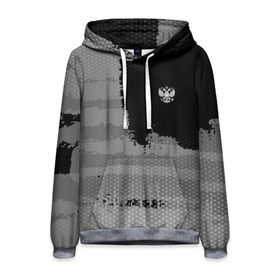 Мужская толстовка 3D с принтом Russia Sport collection Gray в Тюмени, 100% полиэстер | двухслойный капюшон со шнурком для регулировки, мягкие манжеты на рукавах и по низу толстовки, спереди карман-кенгуру с мягким внутренним слоем. | abstraction | grunge | russia | sport | абстракция | герб | краска | русский | символика рф | спорт | спортивный | триколор | униформа | форма | я русский