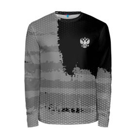 Мужской лонгслив 3D с принтом Russia Sport collection Gray в Тюмени, 100% полиэстер | длинные рукава, круглый вырез горловины, полуприлегающий силуэт | abstraction | grunge | russia | sport | абстракция | герб | краска | русский | символика рф | спорт | спортивный | триколор | униформа | форма | я русский