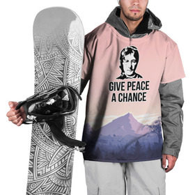 Накидка на куртку 3D с принтом Give Peace a Chance в Тюмени, 100% полиэстер |  | битлз | горы | джон леннон | ленон | мир | песня | цитаты | шанс