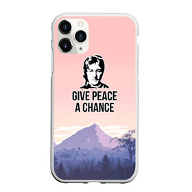 Чехол для iPhone 11 Pro матовый с принтом Give Peace a Chance в Тюмени, Силикон |  | Тематика изображения на принте: битлз | горы | джон леннон | ленон | мир | песня | цитаты | шанс