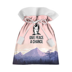 Подарочный 3D мешок с принтом Give Peace a Chance в Тюмени, 100% полиэстер | Размер: 29*39 см | Тематика изображения на принте: битлз | горы | джон леннон | ленон | мир | песня | цитаты | шанс