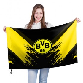 Флаг 3D с принтом BORUSSIA SPORT в Тюмени, 100% полиэстер | плотность ткани — 95 г/м2, размер — 67 х 109 см. Принт наносится с одной стороны | football | soccer | боруссия