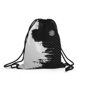 Рюкзак-мешок 3D с принтом Bayern Munchen uniform black в Тюмени, 100% полиэстер | плотность ткани — 200 г/м2, размер — 35 х 45 см; лямки — толстые шнурки, застежка на шнуровке, без карманов и подкладки | 