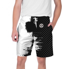 Мужские шорты 3D с принтом Borussia uniform black 2018 в Тюмени,  полиэстер 100% | прямой крой, два кармана без застежек по бокам. Мягкая трикотажная резинка на поясе, внутри которой широкие завязки. Длина чуть выше колен | football | soccer | боруссия