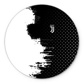 Коврик круглый с принтом Juventus uniform black 2018 в Тюмени, резина и полиэстер | круглая форма, изображение наносится на всю лицевую часть | football | soccer | ювентус