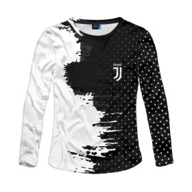 Женский лонгслив 3D с принтом Juventus uniform black 2018 в Тюмени, 100% полиэстер | длинные рукава, круглый вырез горловины, полуприлегающий силуэт | football | soccer | ювентус