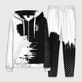 Мужской костюм 3D с принтом Juventus uniform black 2018 в Тюмени, 100% полиэстер | Манжеты и пояс оформлены тканевой резинкой, двухслойный капюшон со шнурком для регулировки, карманы спереди | football | soccer | ювентус