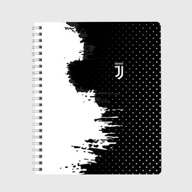Тетрадь с принтом Juventus uniform black 2018 в Тюмени, 100% бумага | 48 листов, плотность листов — 60 г/м2, плотность картонной обложки — 250 г/м2. Листы скреплены сбоку удобной пружинной спиралью. Уголки страниц и обложки скругленные. Цвет линий — светло-серый
 | football | soccer | ювентус