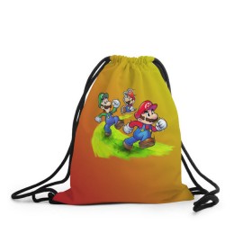 Рюкзак-мешок 3D с принтом Super Mario в Тюмени, 100% полиэстер | плотность ткани — 200 г/м2, размер — 35 х 45 см; лямки — толстые шнурки, застежка на шнуровке, без карманов и подкладки | nintendo | марио | нинтендо