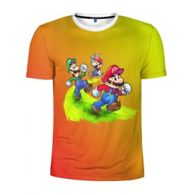 Мужская футболка 3D спортивная с принтом Super Mario в Тюмени, 100% полиэстер с улучшенными характеристиками | приталенный силуэт, круглая горловина, широкие плечи, сужается к линии бедра | nintendo | марио | нинтендо