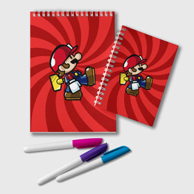 Блокнот с принтом Mario в Тюмени, 100% бумага | 48 листов, плотность листов — 60 г/м2, плотность картонной обложки — 250 г/м2. Листы скреплены удобной пружинной спиралью. Цвет линий — светло-серый
 | nintendo | марио | нинтендо