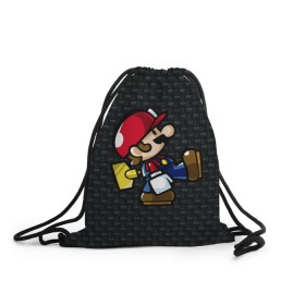 Рюкзак-мешок 3D с принтом Super Mario в Тюмени, 100% полиэстер | плотность ткани — 200 г/м2, размер — 35 х 45 см; лямки — толстые шнурки, застежка на шнуровке, без карманов и подкладки | 