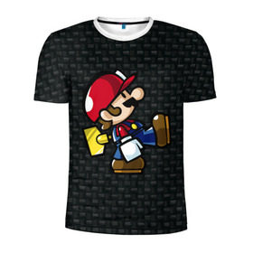 Мужская футболка 3D спортивная с принтом Super Mario в Тюмени, 100% полиэстер с улучшенными характеристиками | приталенный силуэт, круглая горловина, широкие плечи, сужается к линии бедра | 
