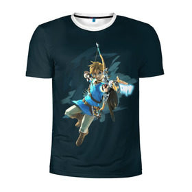 Мужская футболка 3D спортивная с принтом The Legend of Zelda в Тюмени, 100% полиэстер с улучшенными характеристиками | приталенный силуэт, круглая горловина, широкие плечи, сужается к линии бедра | воин | ганон | зельда | игра | легенда | линк | лук | оружие | приключения | рыцарь | стрела