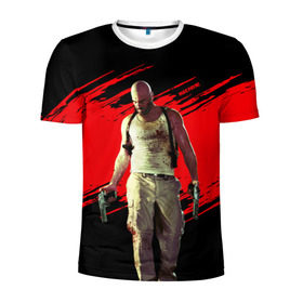 Мужская футболка 3D спортивная с принтом Max Payne в Тюмени, 100% полиэстер с улучшенными характеристиками | приталенный силуэт, круглая горловина, широкие плечи, сужается к линии бедра | game | gta | max | payne | rockstar | игра | макс | пэйн
