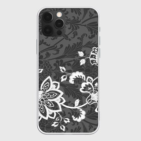 Чехол для iPhone 12 Pro Max с принтом Кружевной узор в Тюмени, Силикон |  | flowers | pattern | арт | винтаж | кружева | орнамент | текстура | узор | цветы | черно белый
