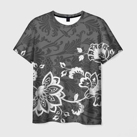 Мужская футболка 3D с принтом Кружевной узор в Тюмени, 100% полиэфир | прямой крой, круглый вырез горловины, длина до линии бедер | Тематика изображения на принте: flowers | pattern | арт | винтаж | кружева | орнамент | текстура | узор | цветы | черно белый