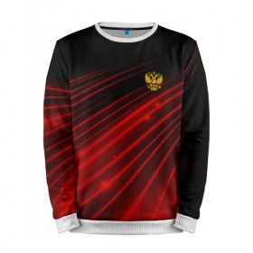 Мужской свитшот 3D с принтом Russia Sport 2018 uniform в Тюмени, 100% полиэстер с мягким внутренним слоем | круглый вырез горловины, мягкая резинка на манжетах и поясе, свободная посадка по фигуре | Тематика изображения на принте: abstraction | grunge | russia | sport | абстракция | герб | краска | русский | символика рф | спорт | спортивный | триколор | униформа | форма | я русский