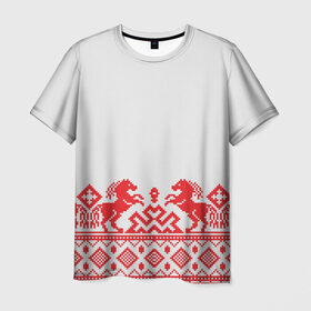 Мужская футболка 3D с принтом старославянский узор 13 в Тюмени, 100% полиэфир | прямой крой, круглый вырез горловины, длина до линии бедер | Тематика изображения на принте: орнамент | славянский | узор