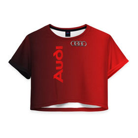 Женская футболка 3D укороченная с принтом Audi в Тюмени, 100% полиэстер | круглая горловина, длина футболки до линии талии, рукава с отворотами | audi | автомобиль | ауди | кольца | лого